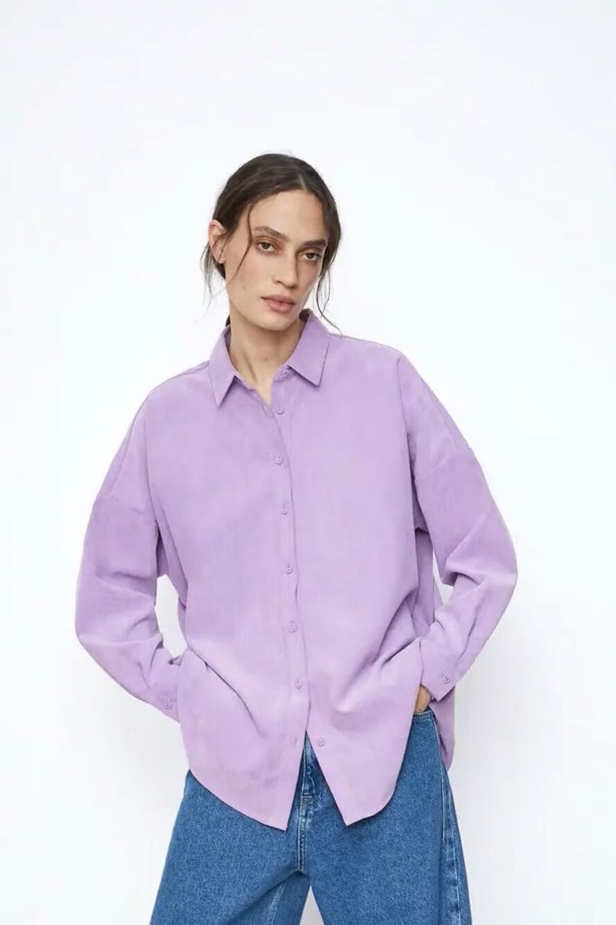 Zara Lavender Button-Down Shirt